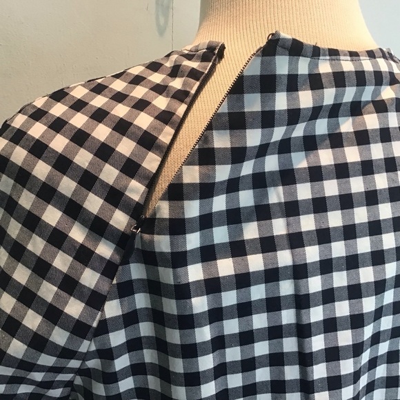 Victoria Beckham for Target Black and White Gingham Twill Peplum blouse Medium - Picture 6 of 11